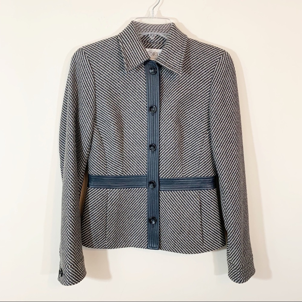 Worth • Wool & Angora Blend Leather Trim Blazer